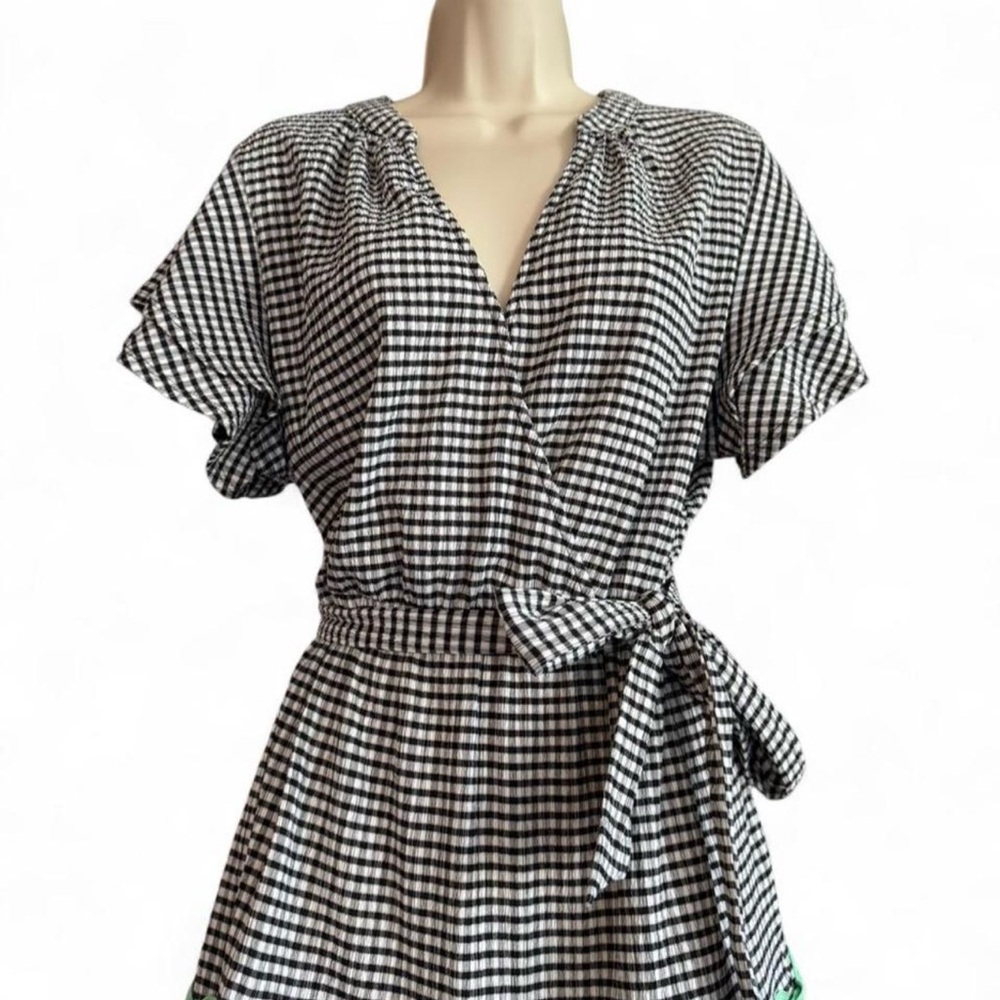 Cato Gingham Maxi Dress 14/16W Ric Rac Trim Tiered Cottagecore Tie Waist Plus - Picture 3 of 6